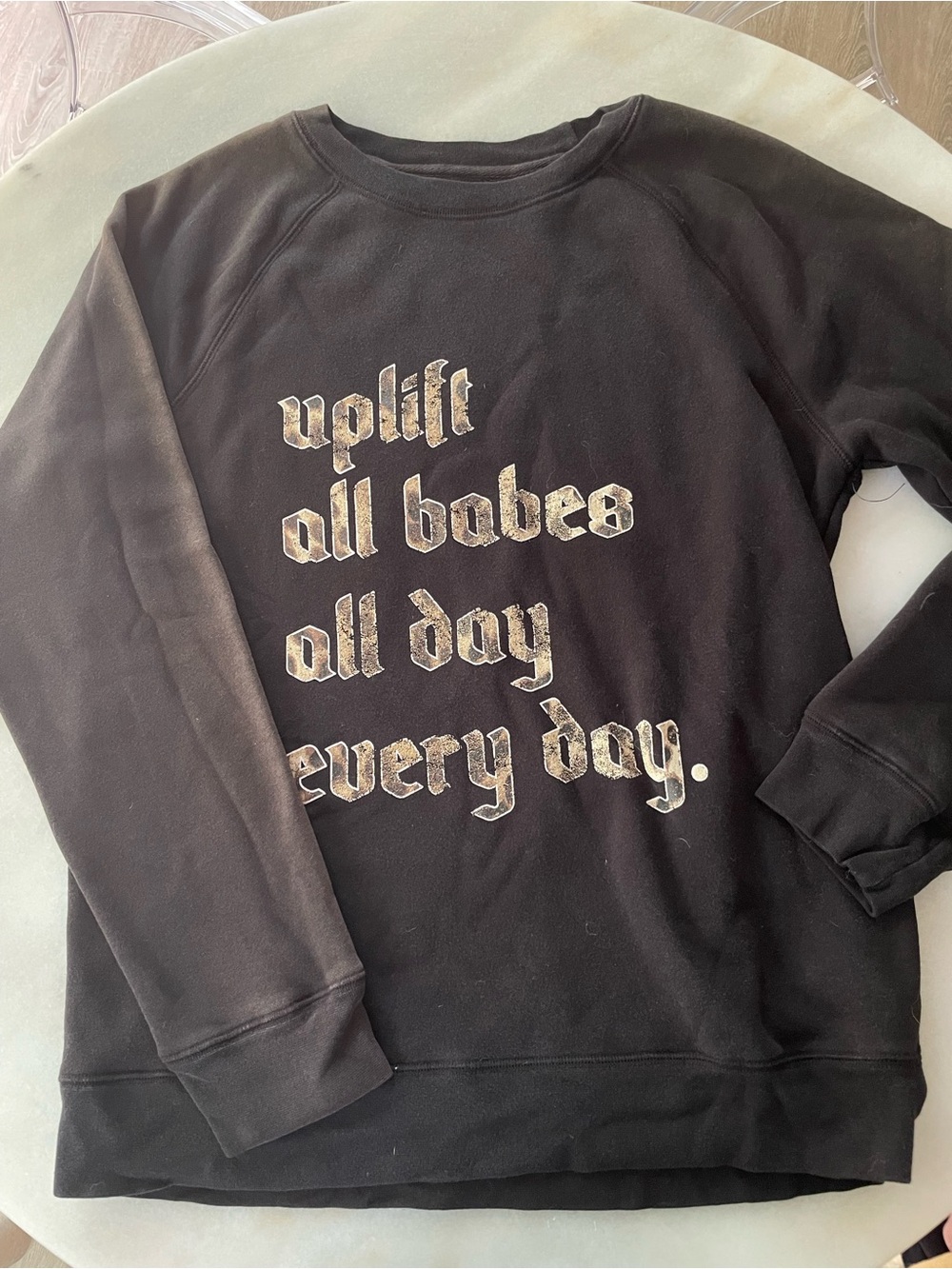 Brunette The Label Black Sweatshirt with Gothic Slogan size M/L